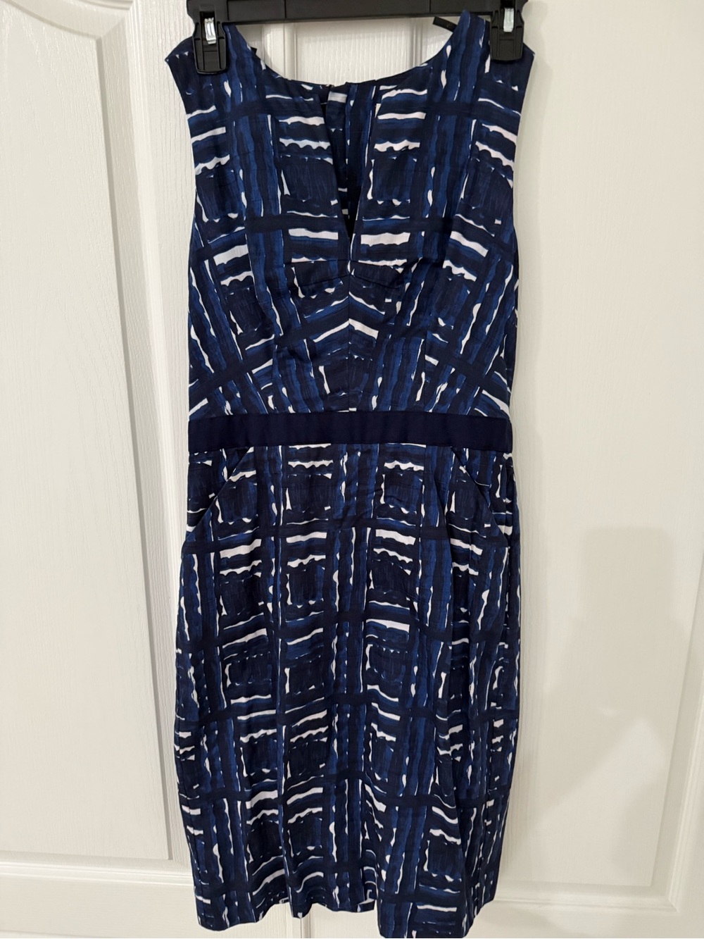 Milly Navy and White Printed Midi Dress
